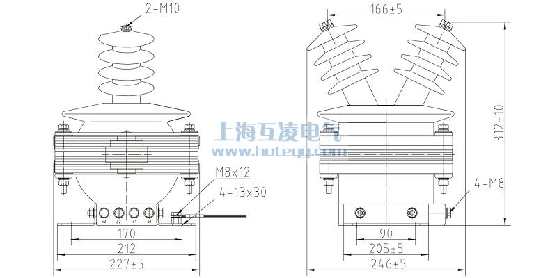 FDEG8放電線圈外形尺寸，F(xiàn)DGE8/11/&radic;3-1.7-1尺寸圖